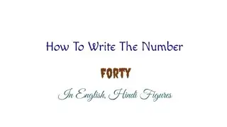How Do We Write The Number Forty In English, Hindi Figures | Number in Words