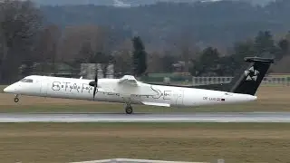 Austrian Airlines Dash 8 *Star Alliance Livery* takeoff at Graz Airport | OE-LGO