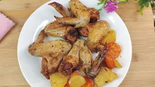 Baked chicken wings with potatoes ! Simple and tasty recipe with a few simple ingredients !