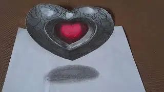 как нарисовать 3D парящее сердце | 3D трюк на бумаге