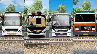 Beautiful Bus & Truck Crossing Railtrack (Ashok Leyland, VeeraV7, Tata, Scania, Volvo) Train 😱