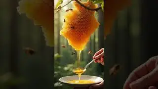 Pure Honey Dripping from a Honeycomb - Nature's Liquid Gold #viralvideo #honey