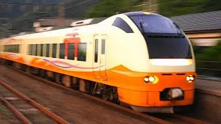 夕日の笹川流れを走るE653系特急いなほ・最新鋭GV-E400系 羽越本線