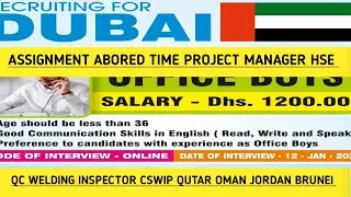 Assignment abored time Project Manager HSE QC Welding Inspector #Cswip #Qutar #Oman #jordan #Brunei 