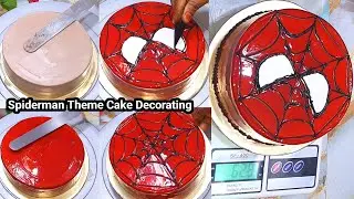 1/2_Kg May Spiderman Cake Decorating Kaise Karna || Spiderman Theme Birthday Cake Decorating 