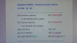 3 PPI 56-60:  conocer, conozco, fiel, olvidar, inolvidable...