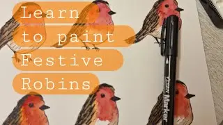 Learn to paint - festive Robin tags 🪶🎨🖌 #paintwithme #learnwatercolour #watercolour #artdemo  