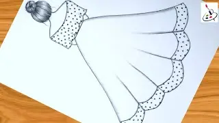 Dress Drawing||Easy Barbie Doll Drawing||Easy Drawing ideas for Beginners