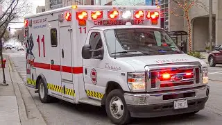 Chicago Fire Dept. Ambulance 11 & MedEx Ambulance Responding 