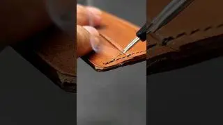 melting threads on a leather wallet. #leathergoods #leatheraccessories #asmr #mensessentials #wallet