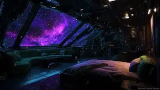 Cozy Starship Bridge Bedroom with Galaxy View | Space Ambience for Sleep, Relax & Focus (3H)