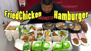Spend 312 yuan to buy a bunch of fried chicken burgers [Fat Monkey Boy]#fried chicken#Hamburger