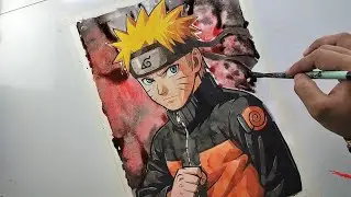 I Draw Naruto with Water colour | Step by Step Naruto drawing | Anime drawing #anime 