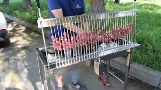 Restaurant Charcoal Traditional Skewer Stainless Steel Bamboo sticks bbq grill