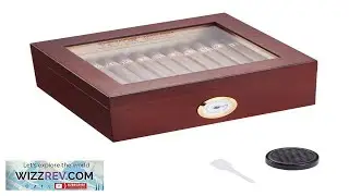VEVOR Cigar Humidor Glass Top Cigar Humidor Box Handmade Spanish Cedar Wood