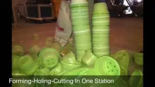 Flower pot machine, forming holing and cutting in one station