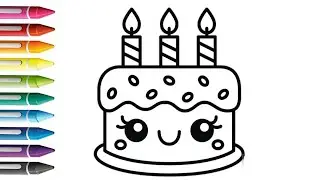 Cute Cake 🎂🎉 Drawing - Painting And Coloring For Kids And Toddlers_ Kids Art