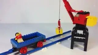 Vintage LEGO Train 132 Port Crane and Flat Wagon from 1972