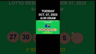 LOTTO RESULTS, 6/49 DRAW, OCTOBER 07, 2025@LottoResultTV15K