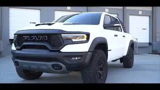 Ram Trx Wrapped White Matte with custom blue vinyl accents !