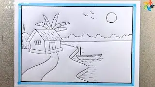 Village with River Scene😍for pre learner drawing tutorial