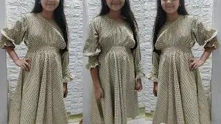 Elastic Waist Dress Cutting And Stitching  || Make trendy Elastic waist Kurti / Dress |