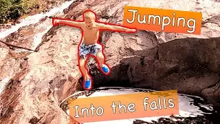 Eagle River Falls, my boy braves the cold water