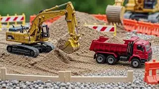 💥 RC Jobsite Action! Huina Excavator & Volvo Dump Truck Work Together After Quick Repair