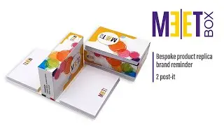 Meet-box: bespoke product replica brand reminder  with 2 post-it