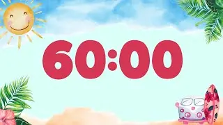 60-Minute Summer Timer 🌴 | 1 Hour Tropical Countdown with Music & Alarm for Class or Study