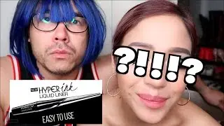 HUSBAND DOES MY EYELINER CHALLENGE | FT  Maybelline HyperInk Liquid Liner