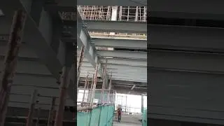 Heavy Steel Bridge Beam Connects 2 Buildings #construction #work #shorts #steel #bridge