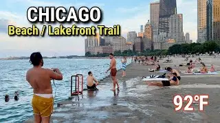 Chicago 😎🥵 Hot Summer Day In Lakefront Trail & Beach Walking Tour | July 23, 2025 | 4K Video