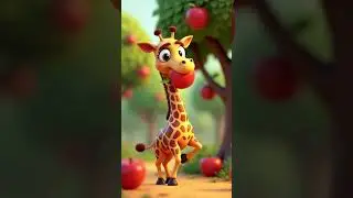 Cute 3D Giraffe Eating Apple 🍎 | Fun Cartoon Animation for Kids #cute #funny #kidscartoon #cartoon