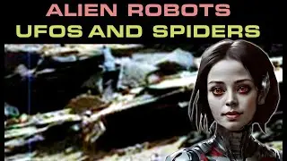 a landed UFO, weird alien turtle thing and mars spider
