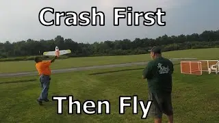 Crash First Then Fly RC plane pusher prop fast wing