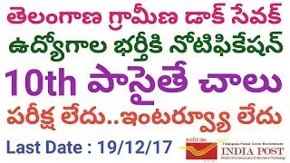 Telangana Postal Gramina Dak Sevak Recruitment Notification| TS Postal GDS Jobs