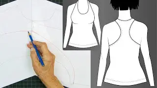 Drafting a Knit Halter Tank with a Racerback