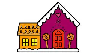 A beautiful Christmas house Drawing ,colouring and painting for kids and toddlers.