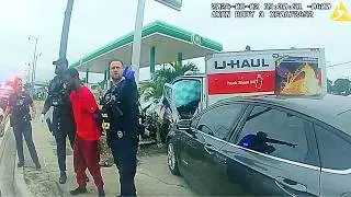 BODYCAM: Armed Robber Crashes Head On Into Police Cruiser During High Speed Chase