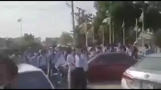 students protest against physical exams. muzafarabad kashmiri students