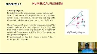 Velocity analysis of a slider crank mechanism mechanism by relative velocity method (Part 3)