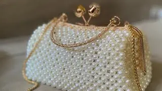 طريقة عمل شنطة من الخرز علي الفريم how to make bead bag with frame 🤍🌟