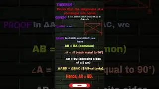 prove that diagonals of a rectangle are equal