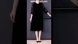 Black Women Velvet Vintage Midi Dress 2023 #shorts #fashion