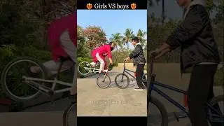 GIRLS VS BOYS 😎 CYCLE STUNT COMPETITION [3] #cycle #stunt #shorts