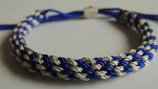 DIY Tutorial Pulsera kumihimo dos colores con nudo corredizo. Bracelet kumihimo.