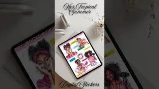 Her Tropical Summer Digital Stickers,. Black Girl Stickers #blackgirlaesthetic #digitalstickers