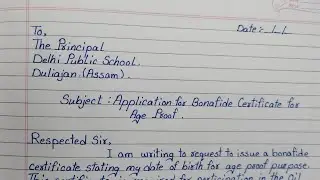Write A Application for Bonafide Certificate ||