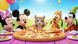 Mickey and Friends Pizza Party with Cute Kitten &ndash; Fun Kids Cartoon Adventure